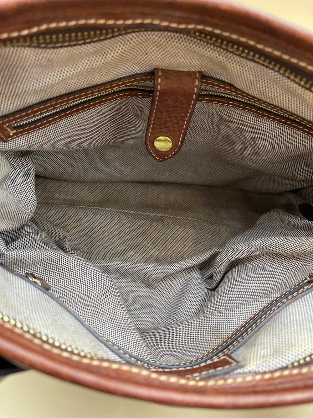 Dooney & Bourke Brown Florentine Vacchetta Leather Dual-Pocket Tote